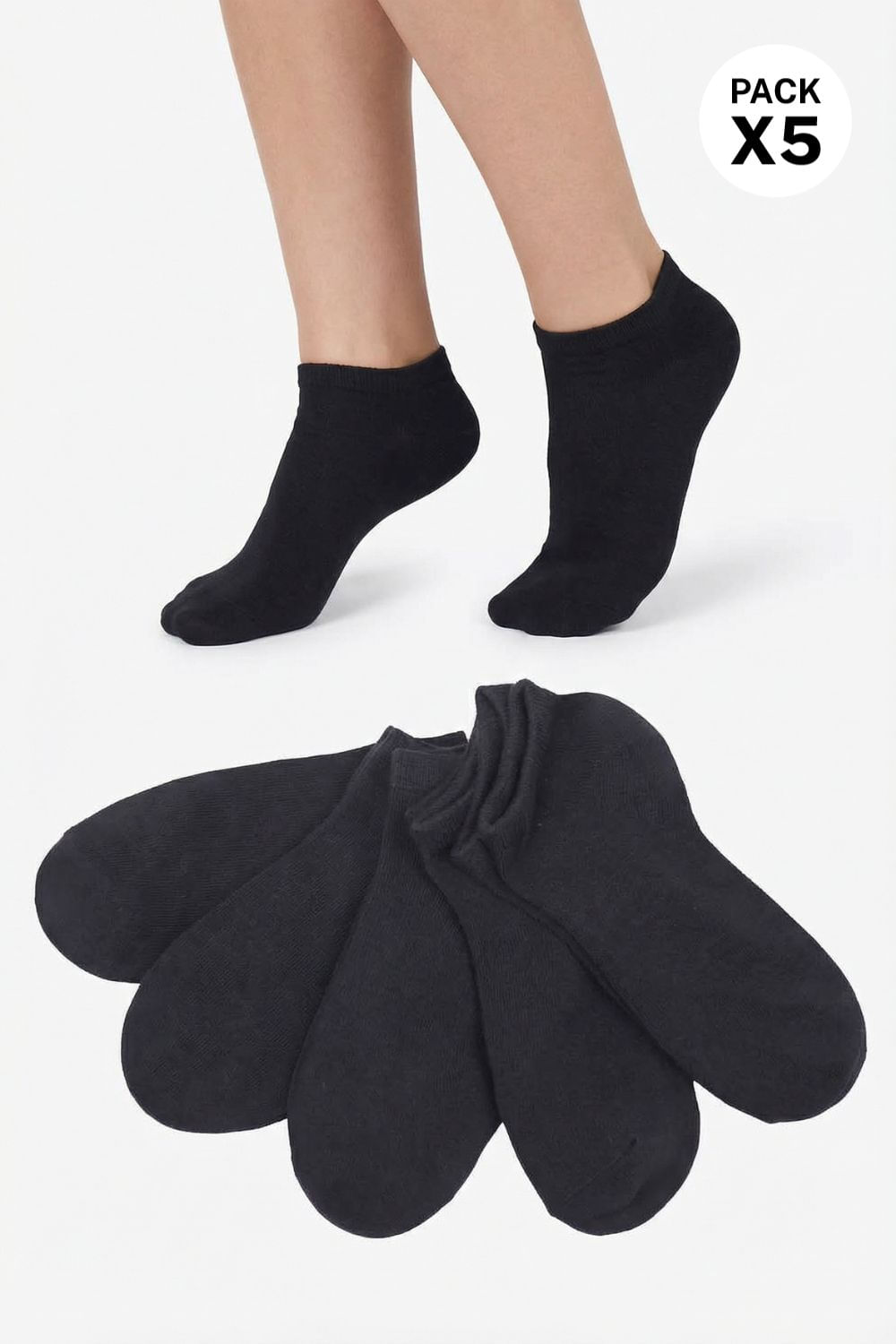 Paquete x5 medias taloneras elaboradas en algodón